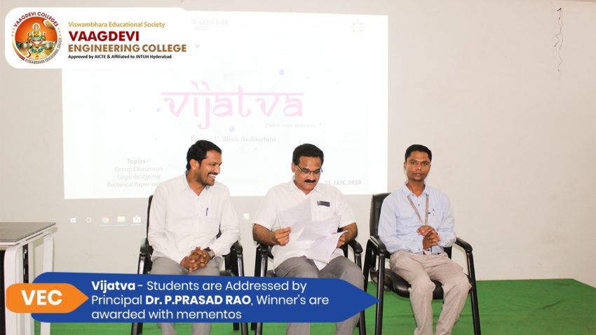 Vijatva - Students are Addressed by Principal Dr. P. Prasad Rao, Winner’s are awarded with mementos